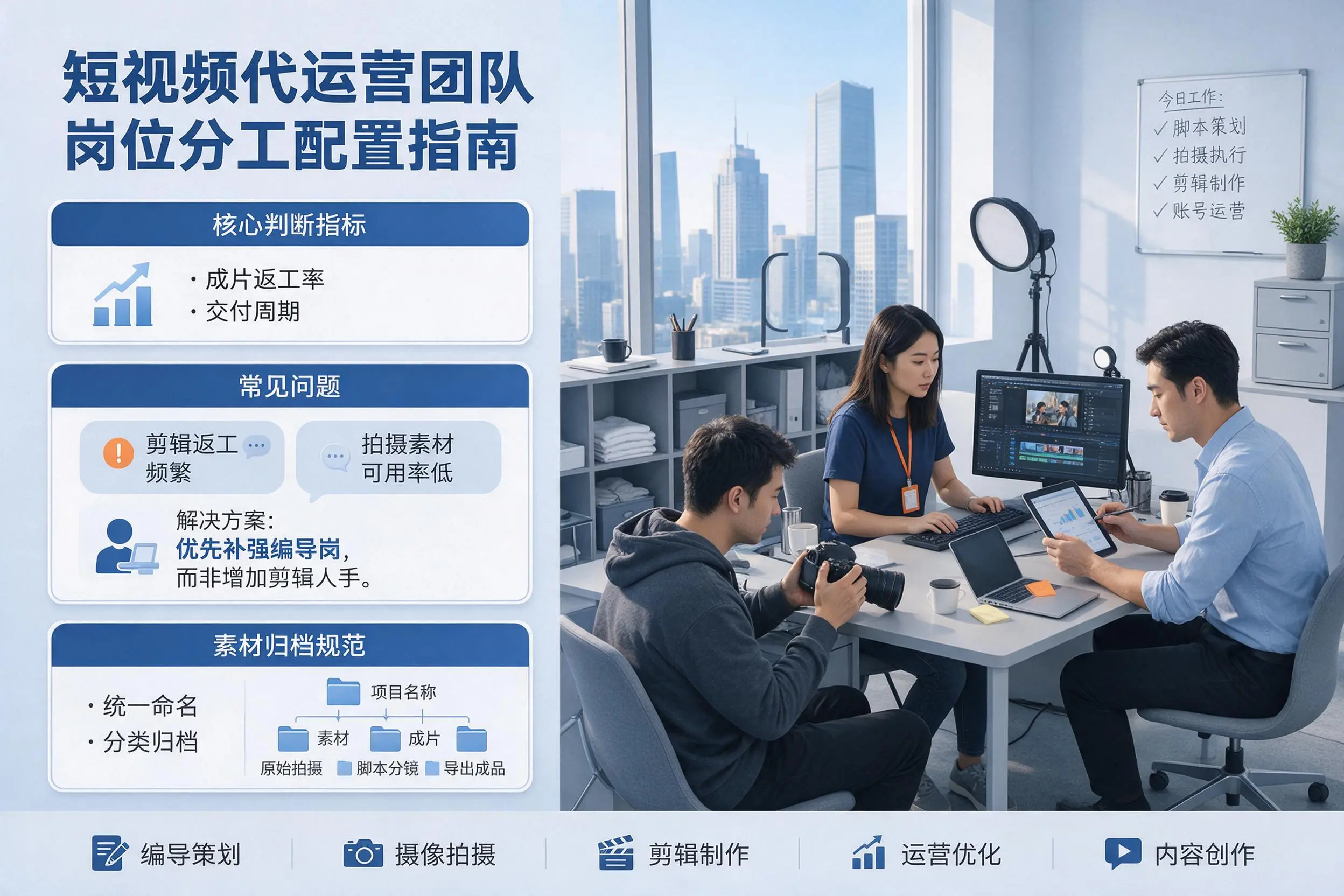 短视频代运营团队如何配置？日喀则企业岗位分工科普说明